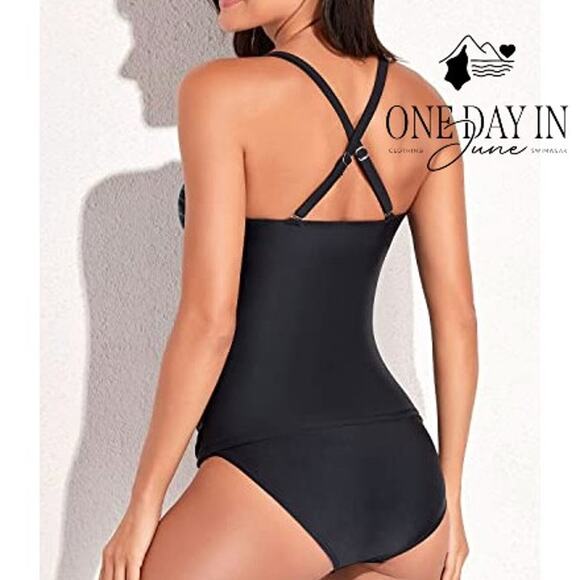 Yonique Twist Front Tankini Swimsuit Size L - Picture 2 of 7